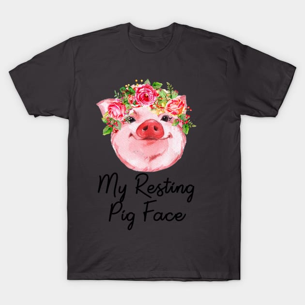 Cute Pig Face Flower Design. T-Shirt by tonydale